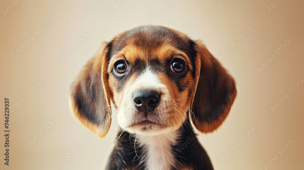 An inquisitive Beagle puppy gazes, capturing hearts, immortalized by AI Generative.
