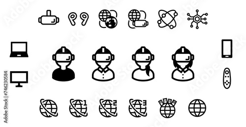 VR・メタバースに関するアイテムのベクターアイコンセット