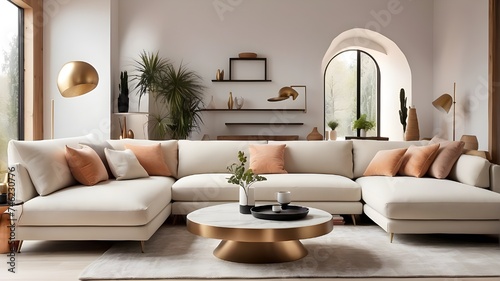 modern living room with sofa, Elevate your interior design game with clever sofa positioning that will make your space truly unique. photo