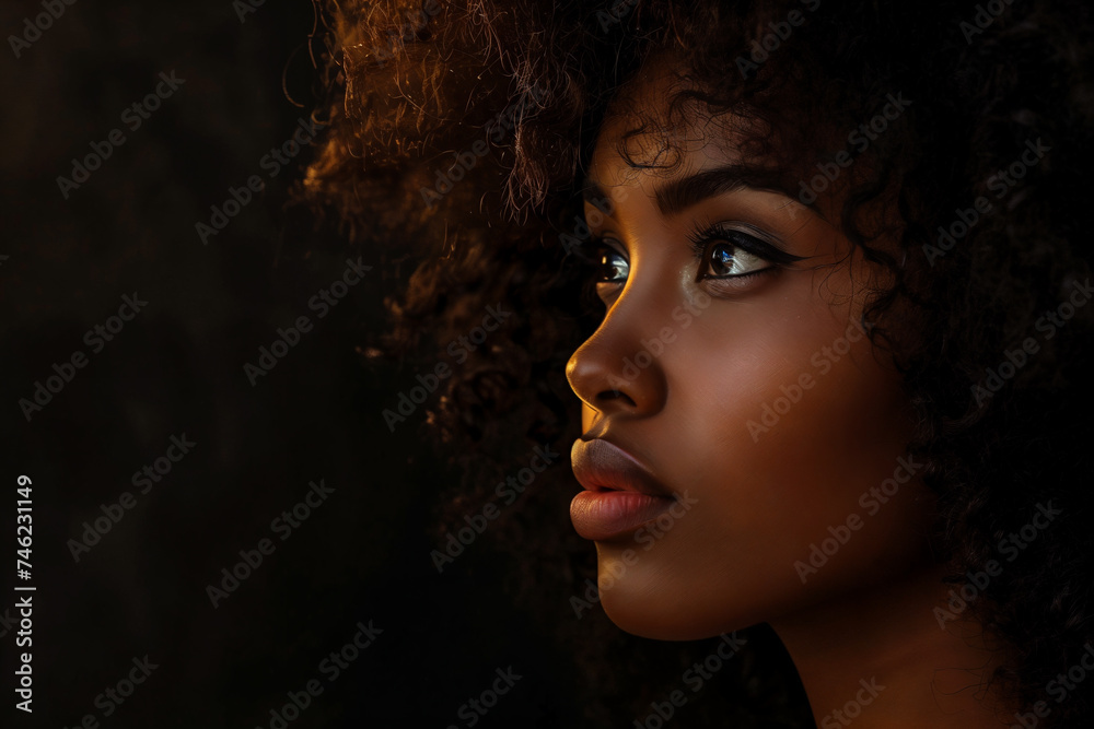 Portrait of a Beautiful Black Woman Celebrating Black History Month.