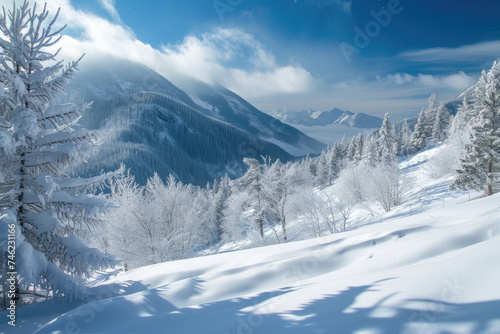 Russian Winter Landscape: Mountains Blanketed in Snow © ebhanu