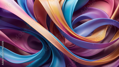 Twisted ribbon background with colorful fluid photo