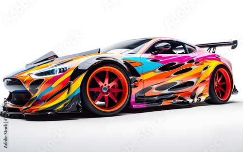 Colorful pattern of wrap stickers on sport cars © kittima