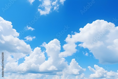 white fluffy clouds in the blue sk
 photo