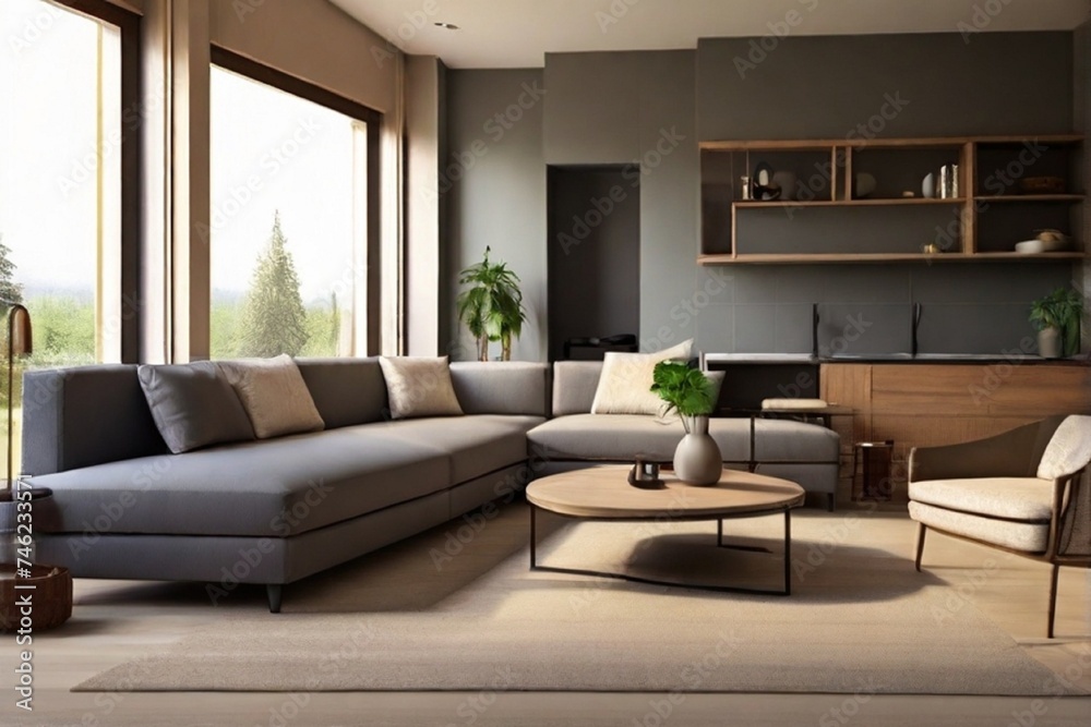 modern living room with fireplace