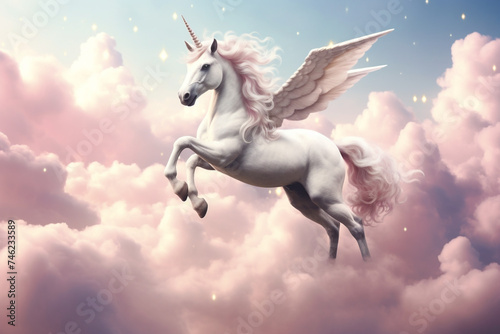 unicorn flying horse  a unicorn  flying horse in the sky