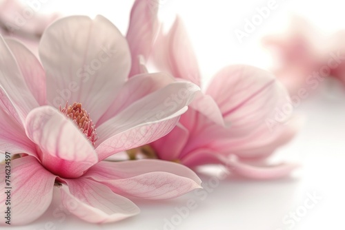 Pink magnolia flower isolated on white background