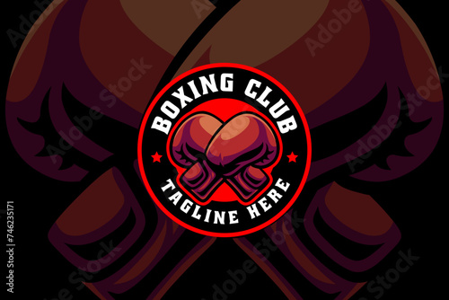 boxing gloves cross mascot logo design for sport and boxing team league