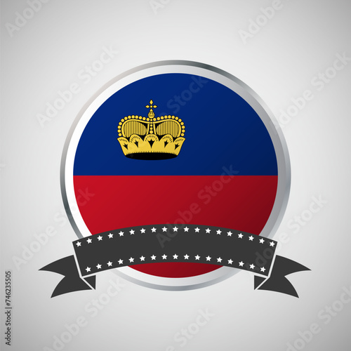 Vector Liechtenstein Round Flag Banner Vector Illustration