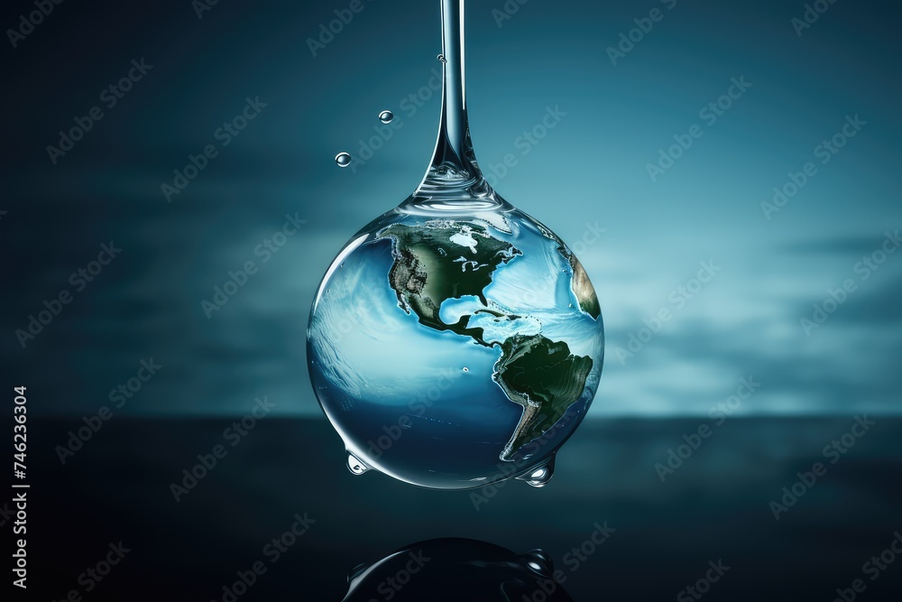 world dropping in a water drop