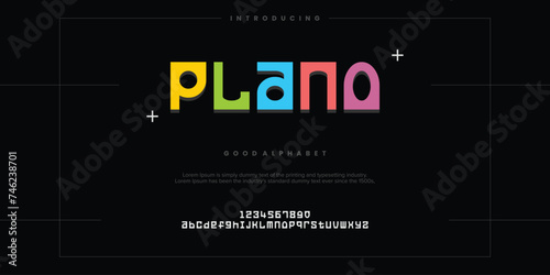 digital alphabet font. Minimal technology typography, Creative urban sport fashion futuristic vector illustration.