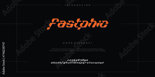 digital alphabet font. Minimal technology typography, Creative urban sport fashion futuristic vector illustration.