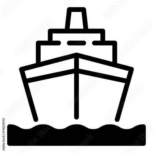 Cruise Ship Simple Line Icon Logo Symbol