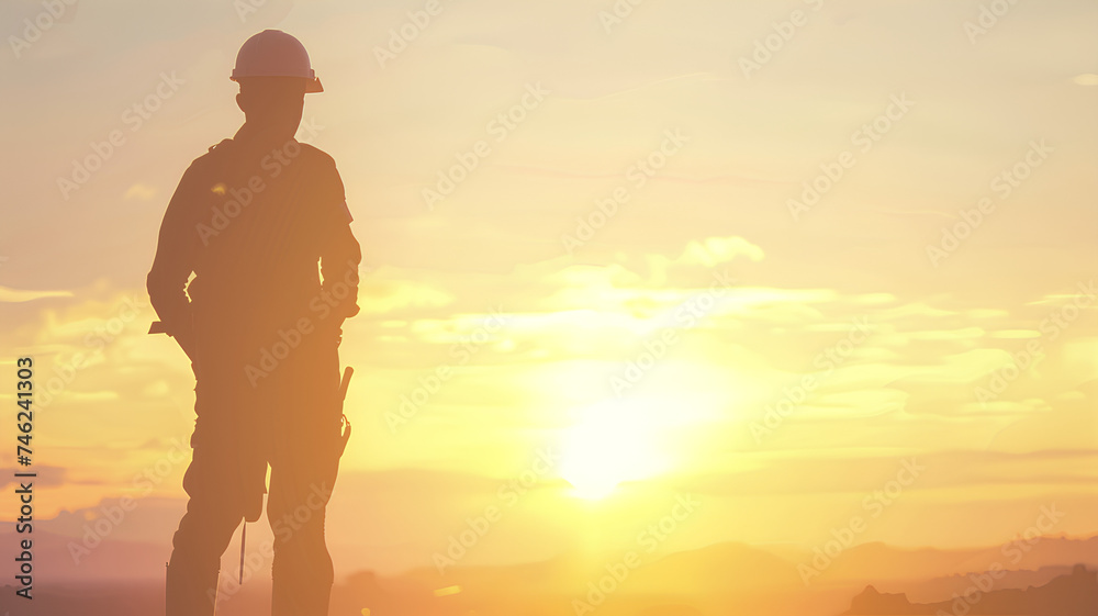 Two silhouetted construction engineers discuss plans against a backdrop of cranes and a sunset-lit industrial skyline.
Two silhouetted construction engineers discuss plans against a backdrop of cranes and a sunset-lit industrial skyline.