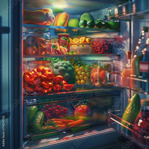 fresh fruit and fresh foods in the refrigerator.
