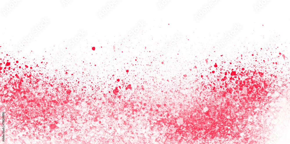 Abstract color splatter on white background. colorful powder explosion background with Freeze motion of pink powder .Abstract design of dust cloud. Particles explosion screen saver, wallpaper .