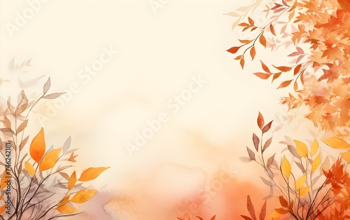 autumn background with leaves border and frame