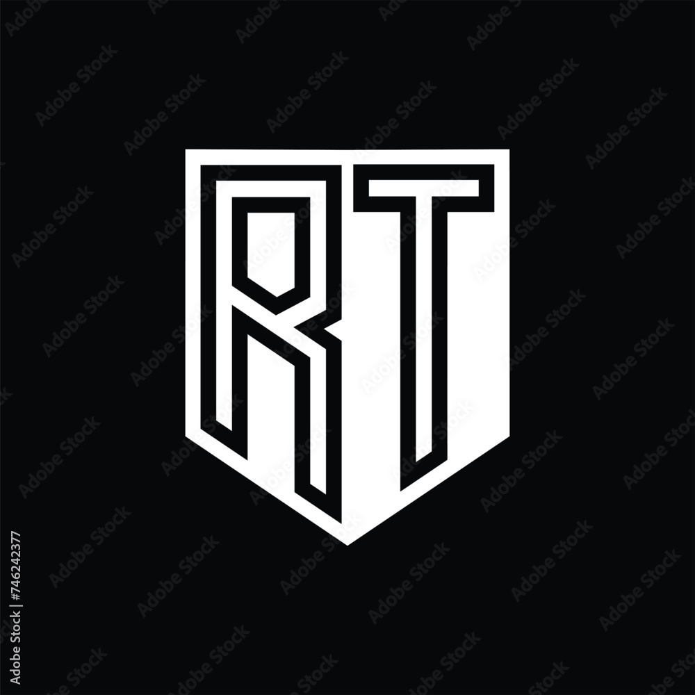 RT Letter Logo monogram shield geometric line inside shield design template RT Letter Logo monogram shield geometric line inside shield design template