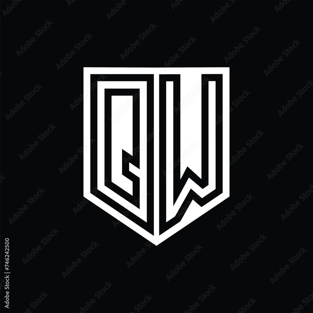QW Letter Logo monogram shield geometric line inside shield design template QW Letter Logo monogram shield geometric line inside shield design template