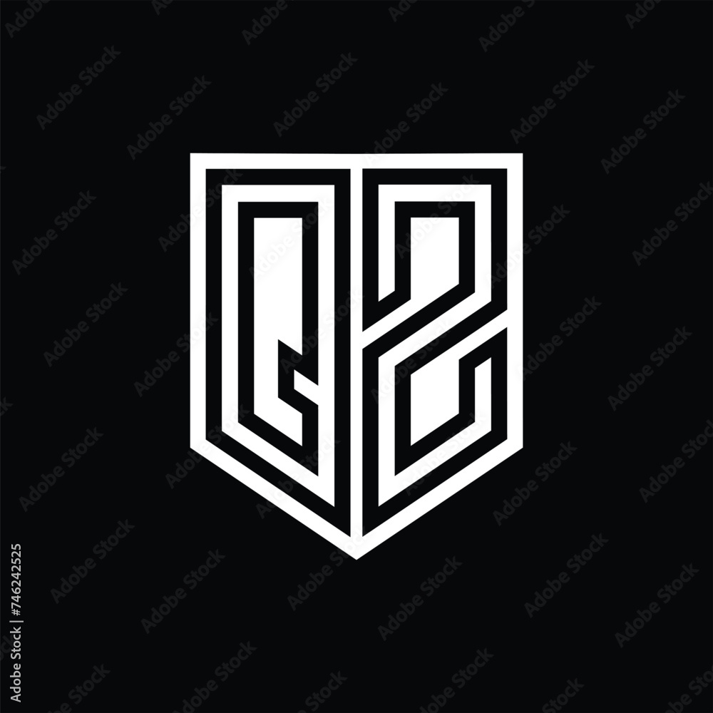 QZ Letter Logo monogram shield geometric line inside shield design template QZ Letter Logo monogram shield geometric line inside shield design template