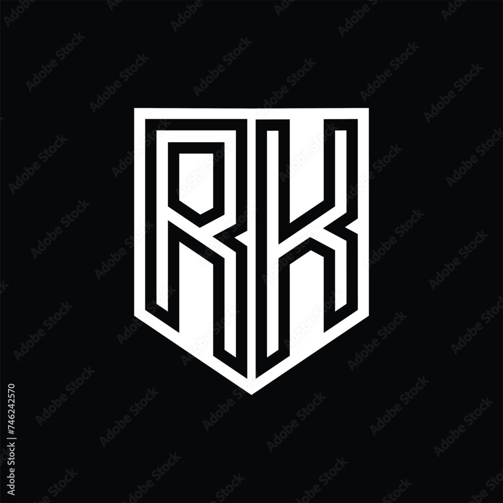 RK Letter Logo monogram shield geometric line inside shield design template RK Letter Logo monogram shield geometric line inside shield design template