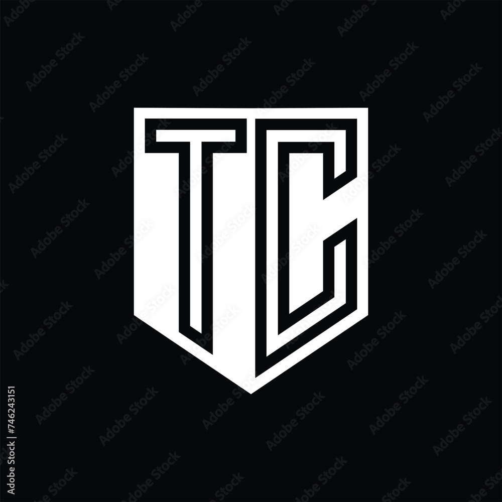 TC Letter Logo monogram shield geometric line inside shield design template TC Letter Logo monogram shield geometric line inside shield design template