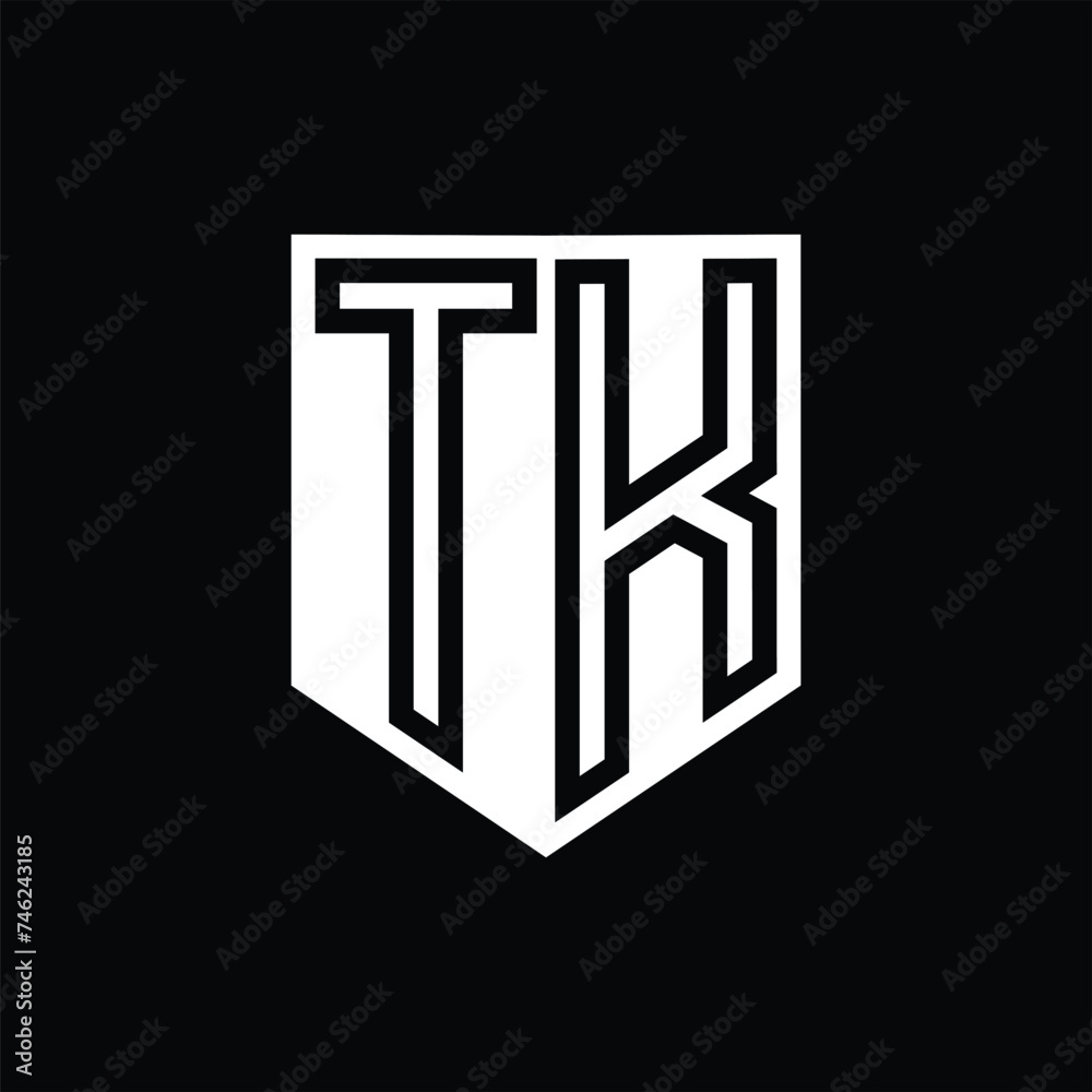 TK Letter Logo monogram shield geometric line inside shield design template TK Letter Logo monogram shield geometric line inside shield design template