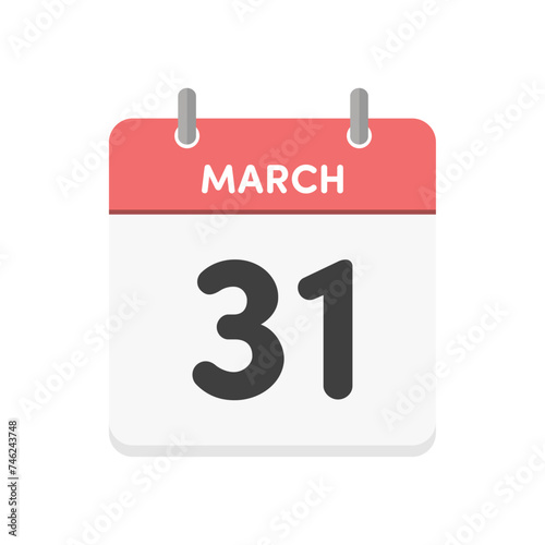 3月31日･MARCH 31st の日めくりカレンダーのアイコン - 3/31の行事や年度末･学年末のイメージ素材