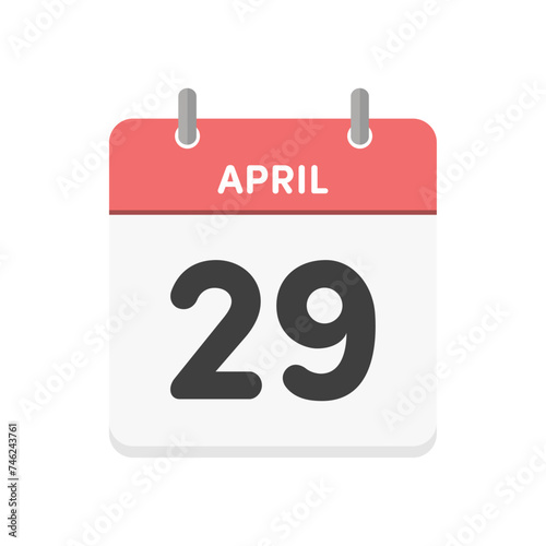 4月29日･April 29.の日めくりカレンダーのアイコン - 4/29や昭和の日（日本の祝日）のイメージ素材