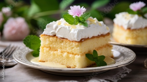 Traditional easter cake tres leches cake with of milk