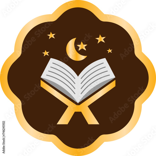 Quran Holy Book Flat Icon Illustration