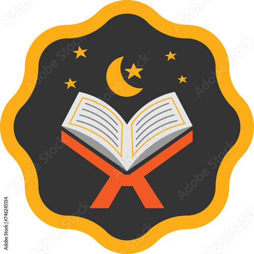 Quran Holy Book Flat Icon Illustration