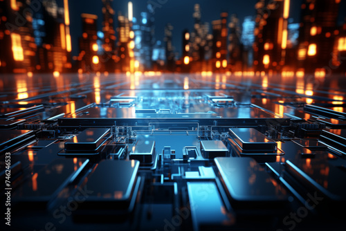 3d rendering of abstract technology concept background. High-tech circuit board