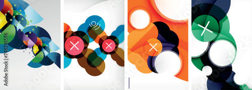 Set of circles geometric abstract posters. Abstract backgrounds for wallpaper, business card, cover, poster, banner, brochure, header, website