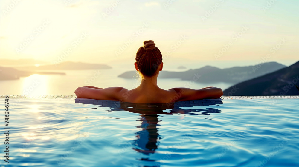 Fototapeta premium spa - woman in health pool for relaxation