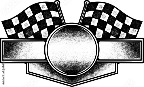 black and white checkered flag logo template  photo