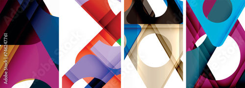 Abstract background set featuring captivating triangles. Harmonious blend of geometry and style, these designs bring modern flair