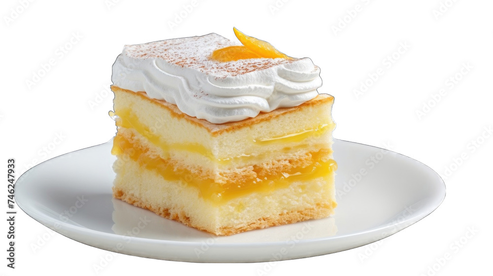 A slice of layered sponge fresh soft cake with whipped cream png A slice of layered sponge fresh soft cake with whipped cream png