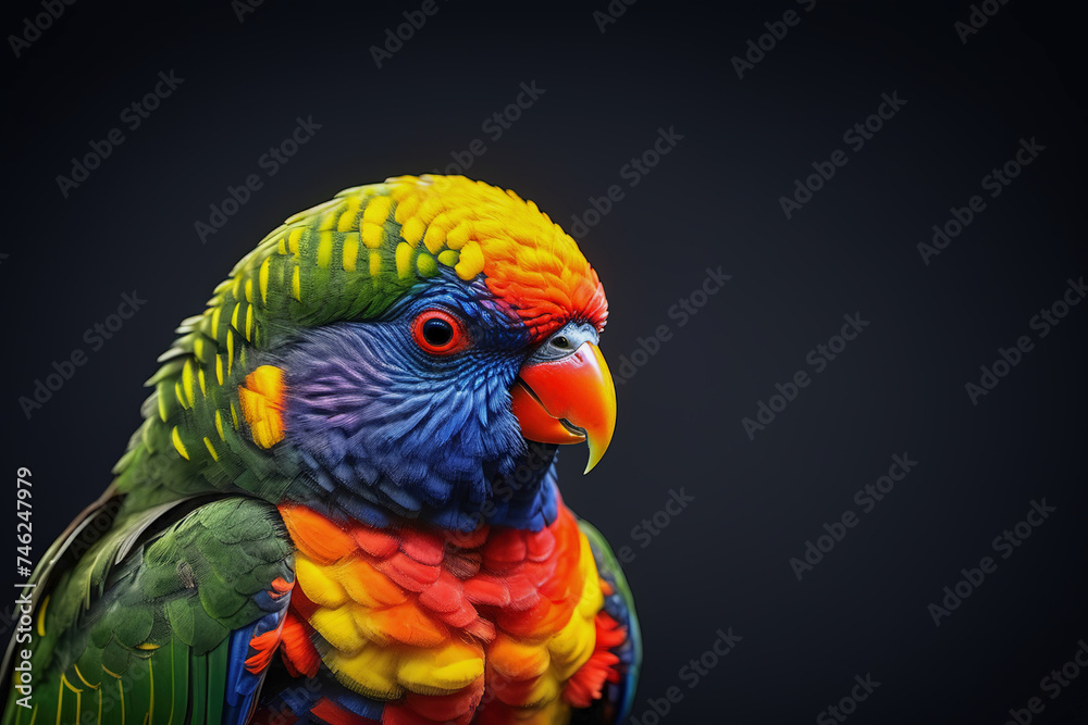 portrait of a rainbow lorikeet parrot on black background portrait of a rainbow lorikeet parrot on black background