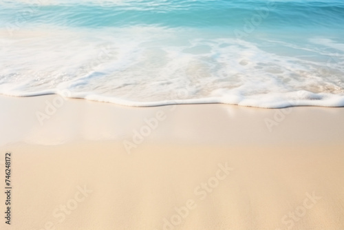 Gentle Sea Waves Washing Over Soft Sandy Beach. Tranquility and Relaxation Seaside Concept