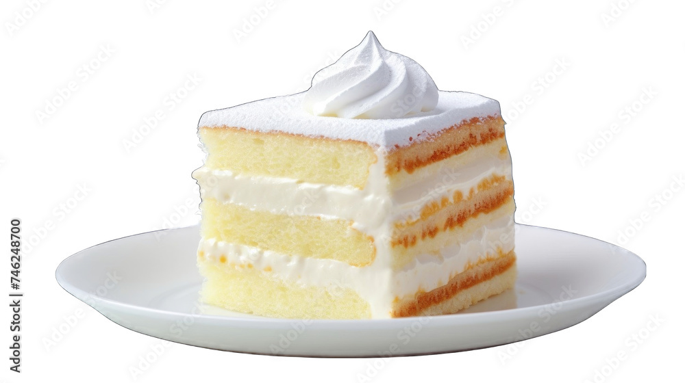 A slice of layered sponge fresh soft cake with whipped cream png A slice of layered sponge fresh soft cake with whipped cream png
