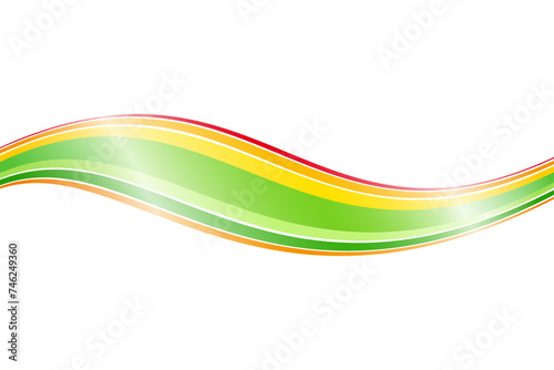 Dynamic and energetic wave. Sine wave of fresh and energetic colors, tapering at the ends, and with gradients. Symbol for lively flow, positive development and successful acting. Isolated illustration
