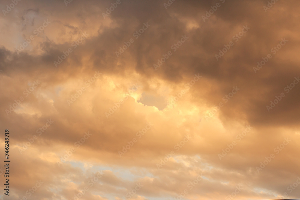 Sunset with clouds and beautiful blue sky