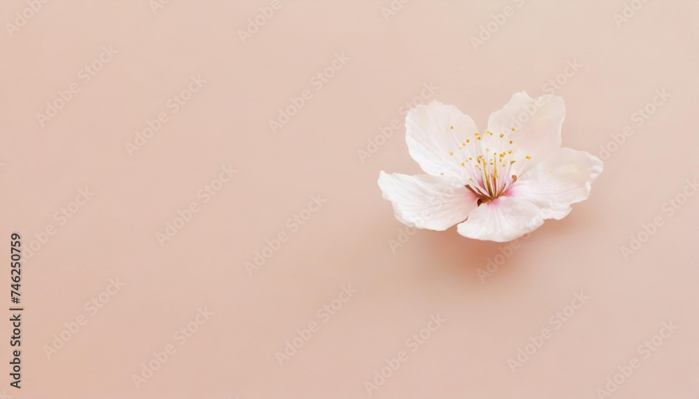 A cherry blossom flower on pink background