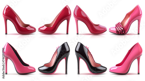 An elegant and chic visual of women's shoes with various styles and patterns