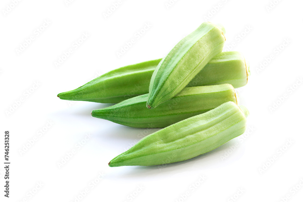 fresh okra on a white background fresh okra on a white background