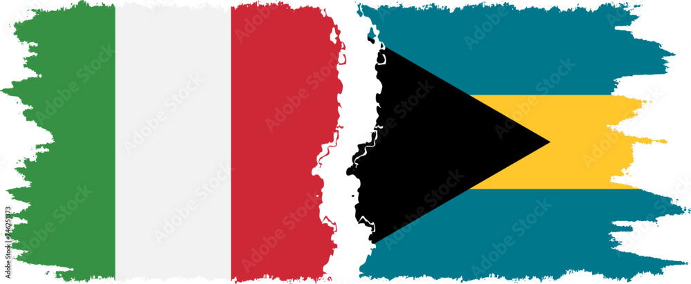 Bahamas and Italy grunge flags connection vector