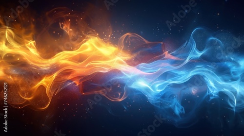 Abstract Tango of Yellow and Blue: Captivating Flame Background