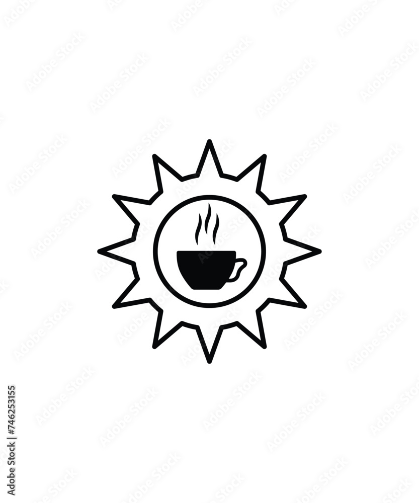 sun with tea cup icon, vector best flat icon. sun with tea cup icon, vector best flat icon.