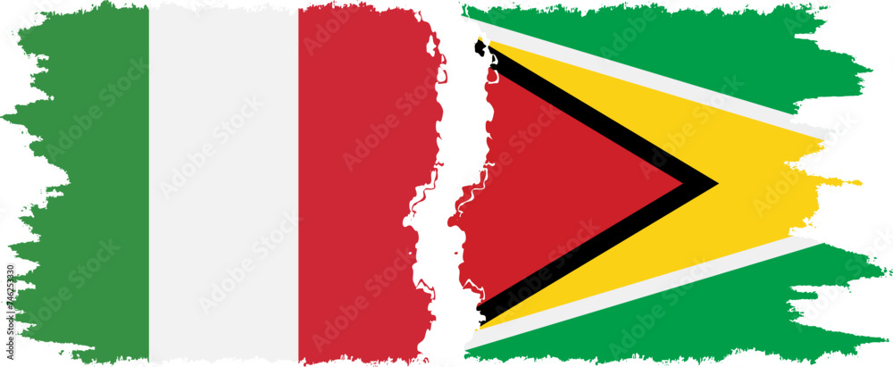 Guyana and Italy grunge flags connection vector